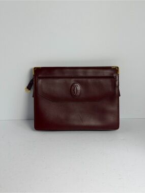 Vintage Cartier Must De Cartier Burgundy Leather Clutch Bag